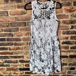 Eliza J Tan Black Lace Sleeveless A-Line Mini Dress Women's Size 4